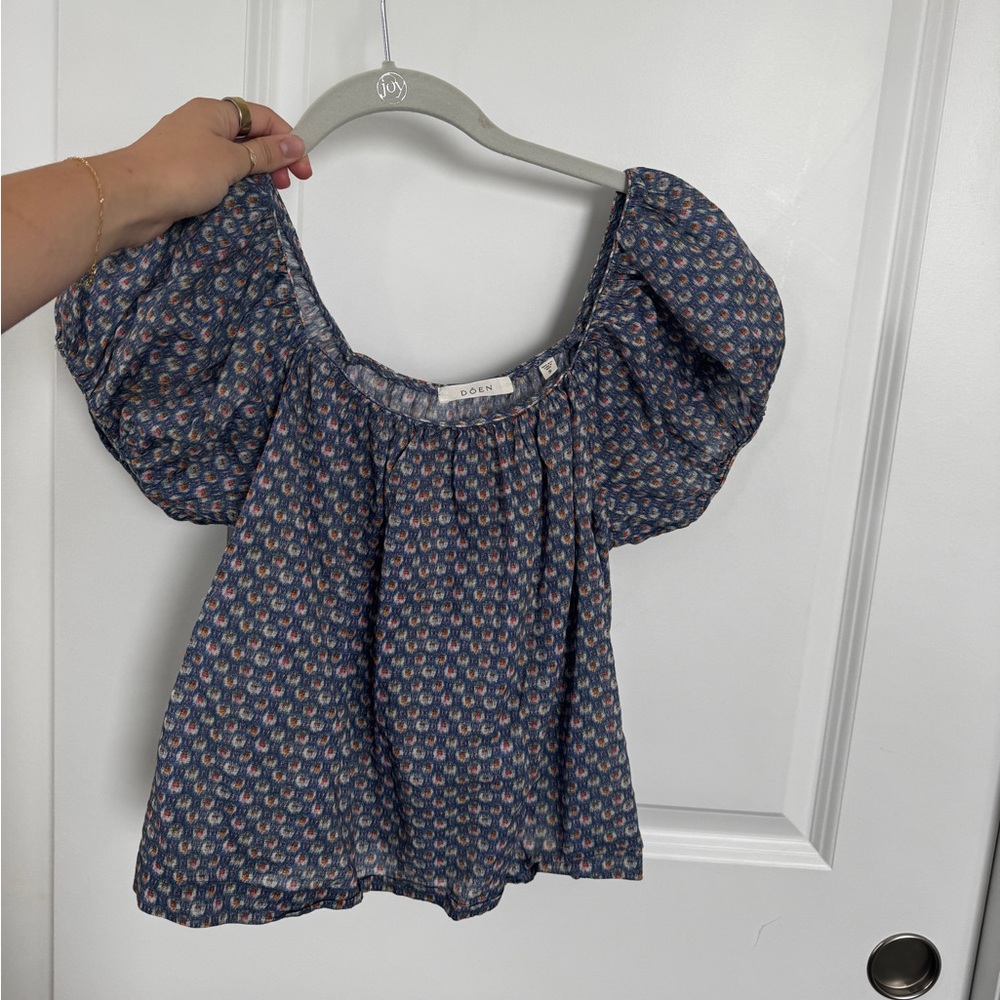 Doen Blue and Pink Patterned Blouse